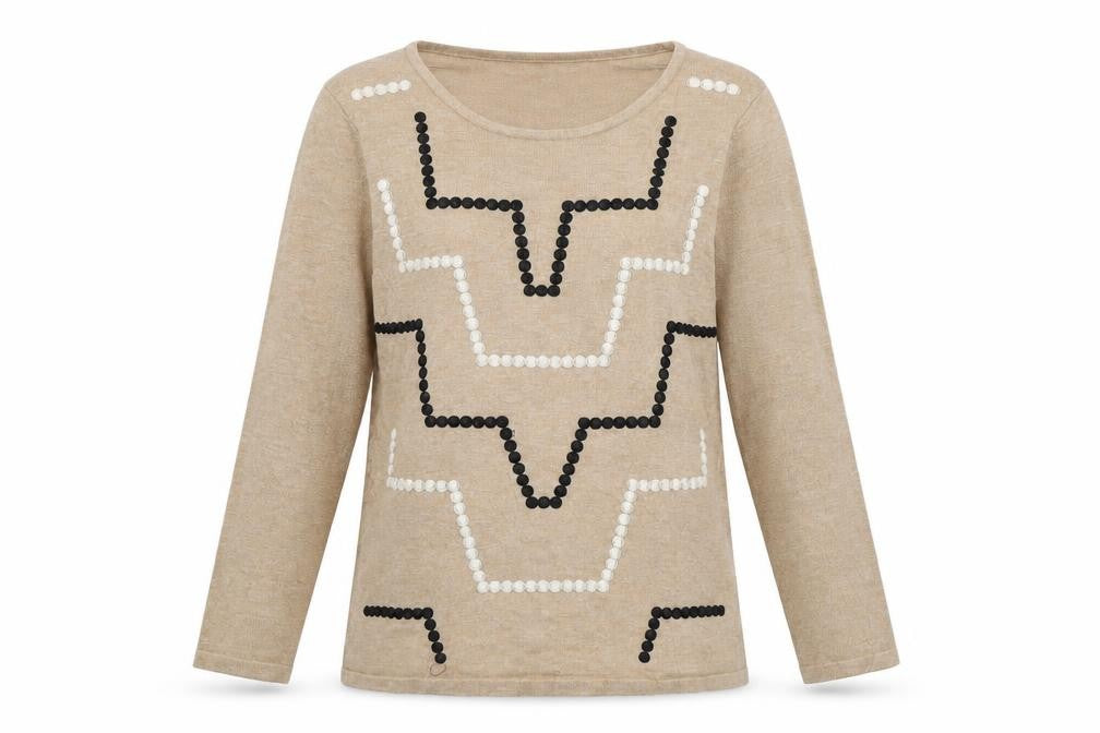 Country Casuals Womens Brown Geometric Knit Pullover Jumper Size S