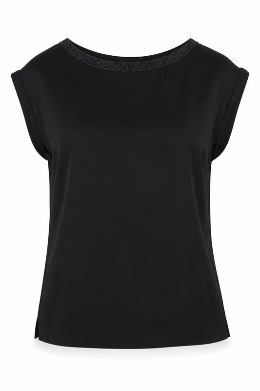 Front view of Next women’s black basic button-up, size UK 10
