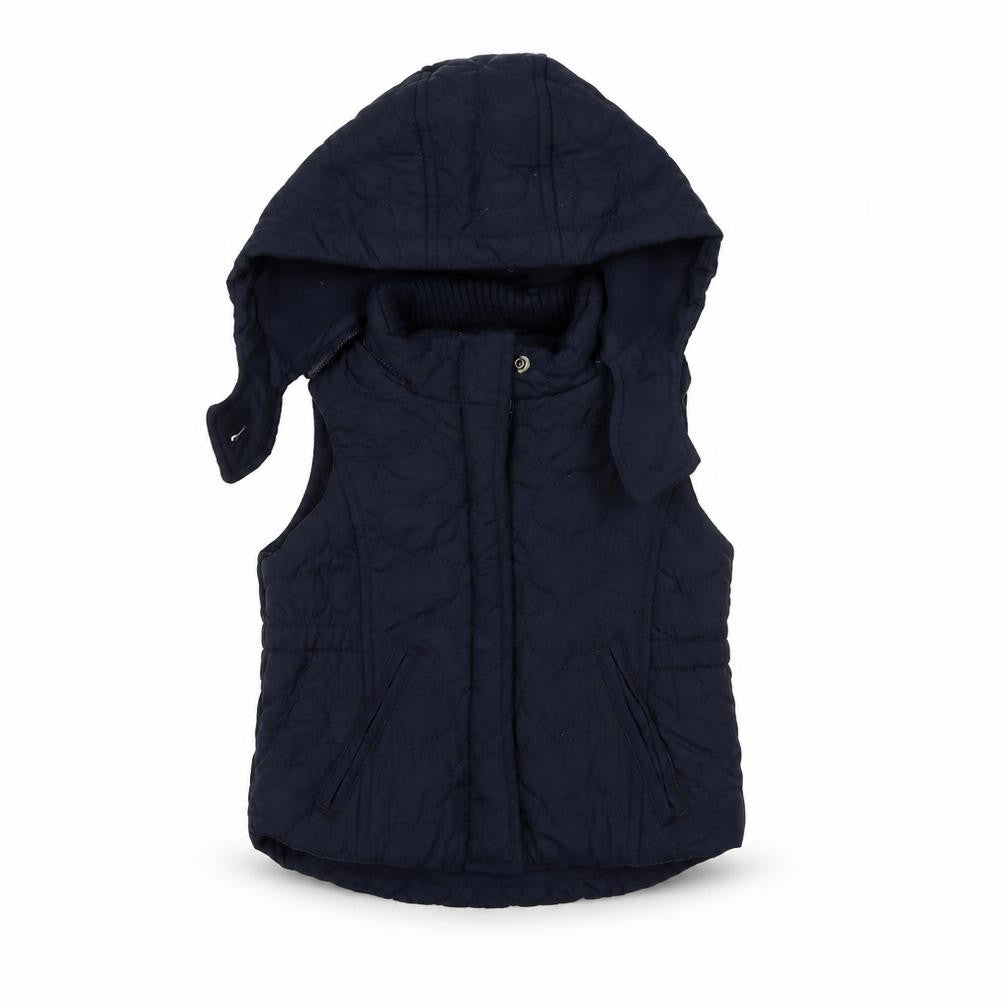 Front view of Gap girls’ blue jacket waistcoat, size 3, years