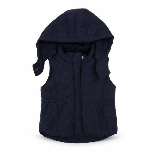Front view of Gap girls’ blue jacket waistcoat, size 3, years