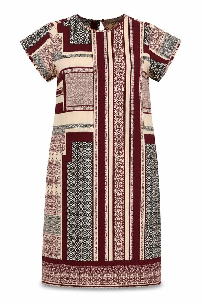 plus fine Womens Red Geometric  T-Shirt Dress  Size M