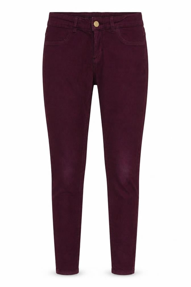 Front view of Oasis women’s purple jegging jeans, size UK 8, 29-inch leg - back pockets
