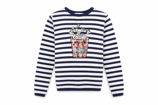 Front view of H&M girls’ white spotted jumper, size 10-11, years - drink design