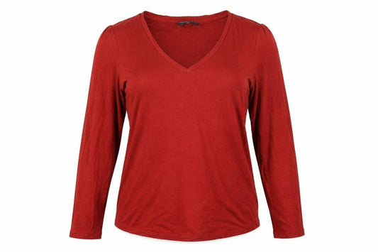 Front view of Next women’s red basic blouse, size UK 14