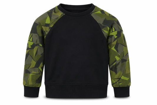 Front view of Next boys’ black geometric pullover sweatshirt, size 3, years