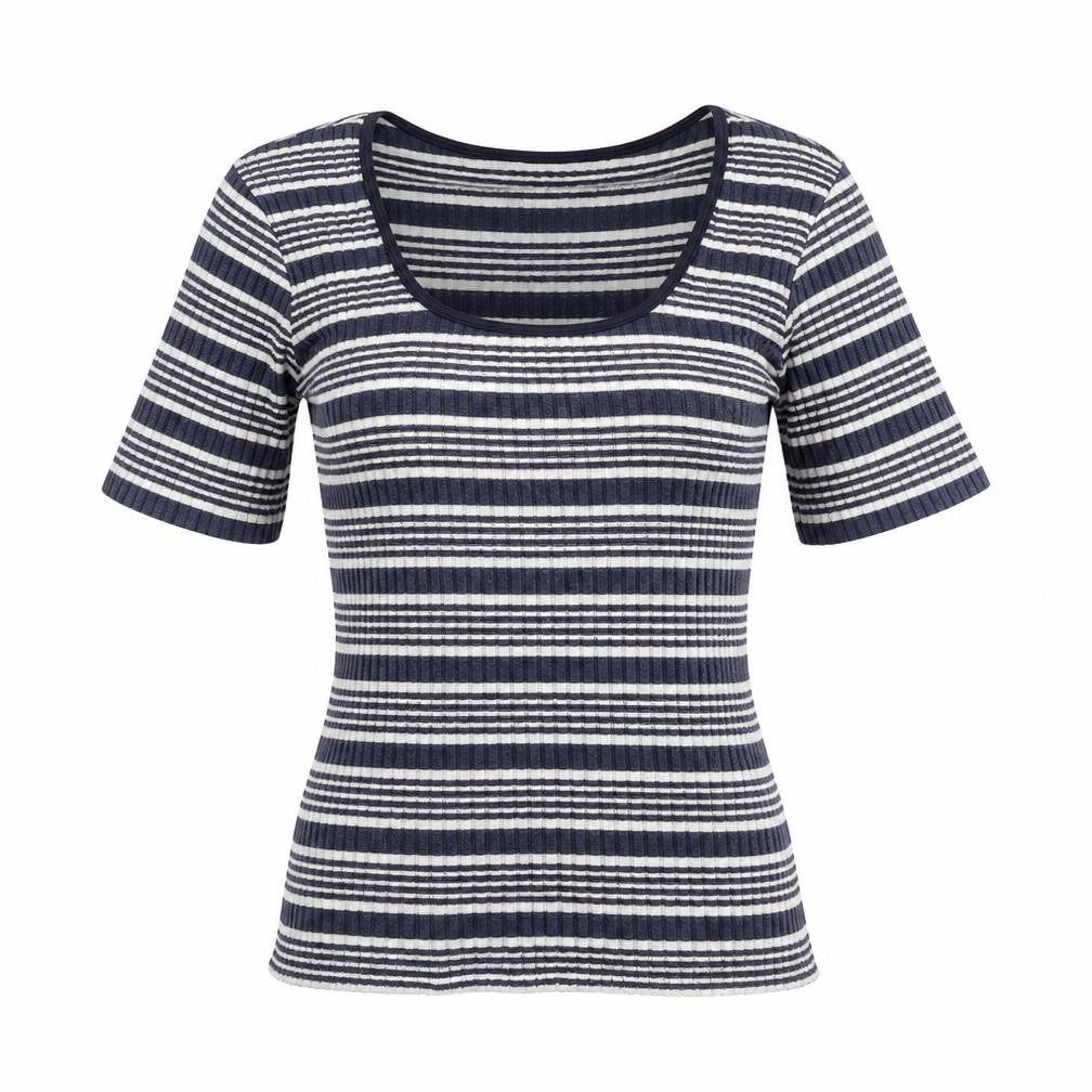 St Michael Womens Blue Striped Basic Blouse Size 12