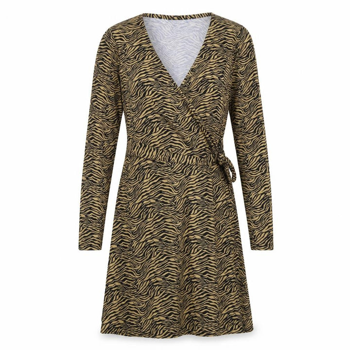 Miss Selfridge Womens Brown Animal Print  Wrap Dress  Size 6  - zebra print