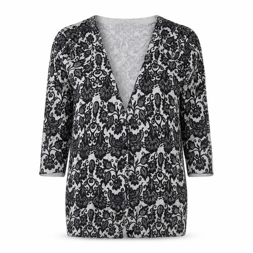 Warehouse Womens Grey Floral Knit Cardigan Jumper Size 10