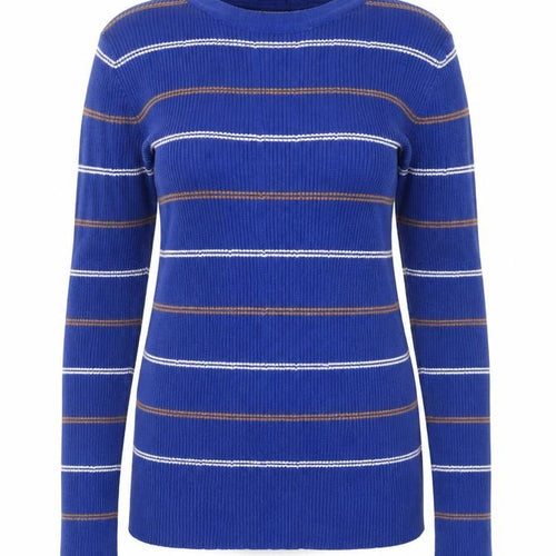 Mango Womens Blue Striped Knit Pullover Jumper Size S