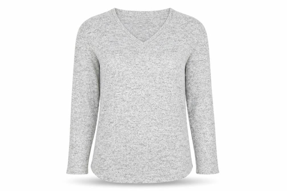 Front view of Marks & Spencer women’s grey jumper, size UK 10