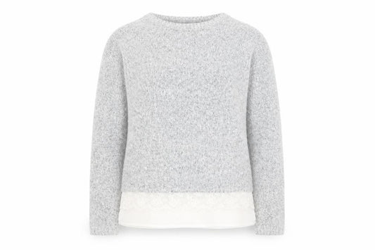 Front view of YD girls’ grey jumper, size 11-12, years - lace under top