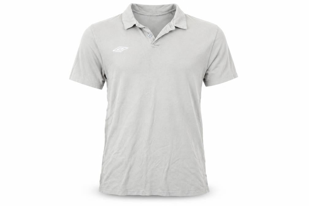 Front view of Umbro men’s green polo, size M