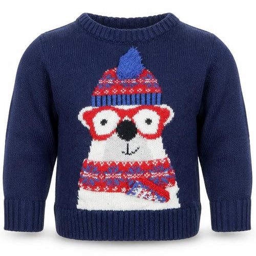 Urban Rascals Boys Blue  Knit Pullover Jumper Size 2 Years  - Polar Bear