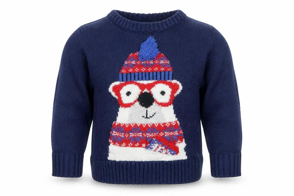 Urban Rascals Boys Blue  Knit Pullover Jumper Size 2 Years  - Polar Bear