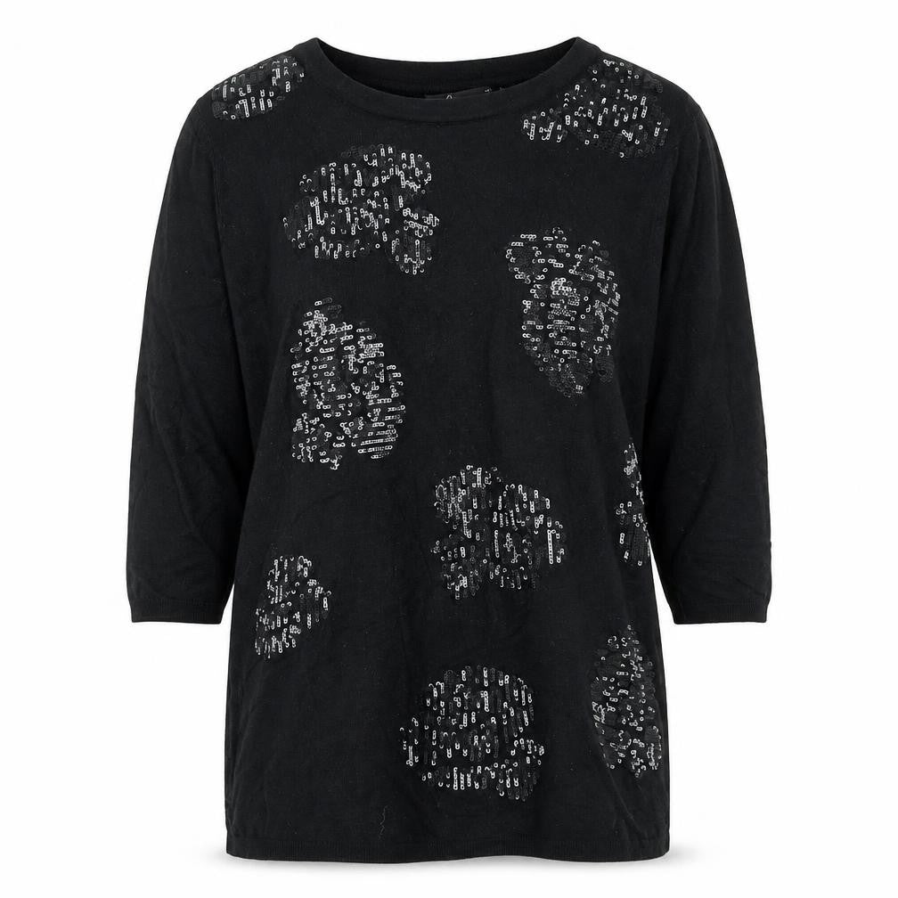 Front view of Bonmarché women’s black knit jumper, size M