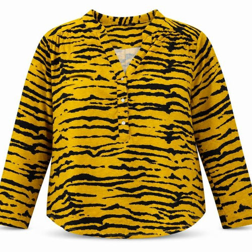 M&Co Womens Orange Animal Print  Basic Blouse Size 12