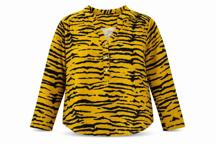 M&Co Womens Orange Animal Print Basic Blouse Size 12