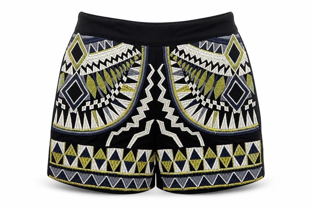 Missguided Womens Black Geometric Jersey Hot Pants Shorts Size 8