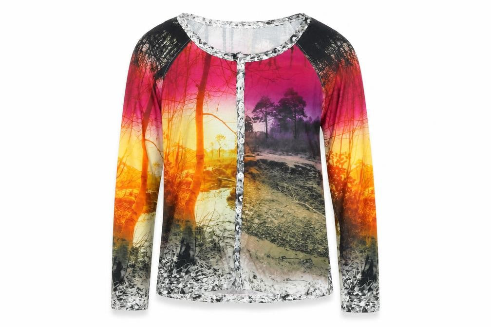 Front view of B.C. Best Connections women’s multicoloured jersey pullover sweatshirt, size UK 10