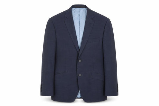 Front view of Marks & Spencer men’s blue rayon jacket suit jacket, size 38