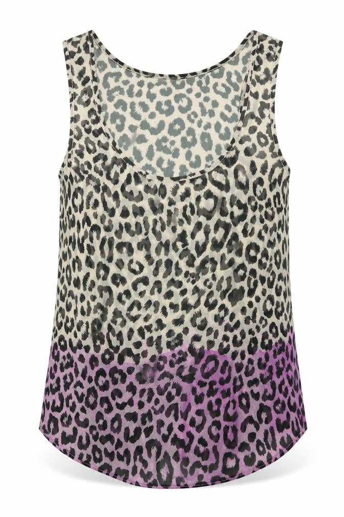 Front view of Preworn women’s pink animal print basic tank, size UK 10
