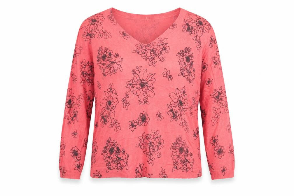 Marks and Spencer Womens Pink Floral Knit Pullover Jumper Size L