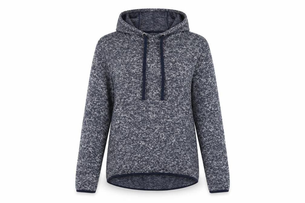 Front view of soulex women’s blue pullover hoodie, size M