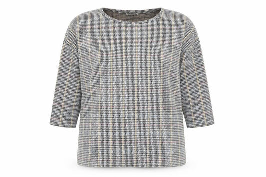 Front view of Papaya women’s grey check basic t-shirt, size UK 16