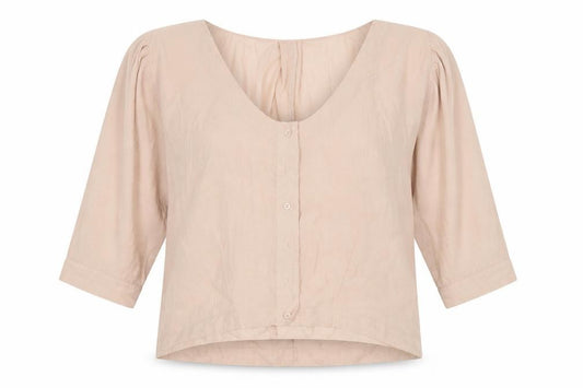 Front view of Crafted women’s beige basic button-up, size UK 14