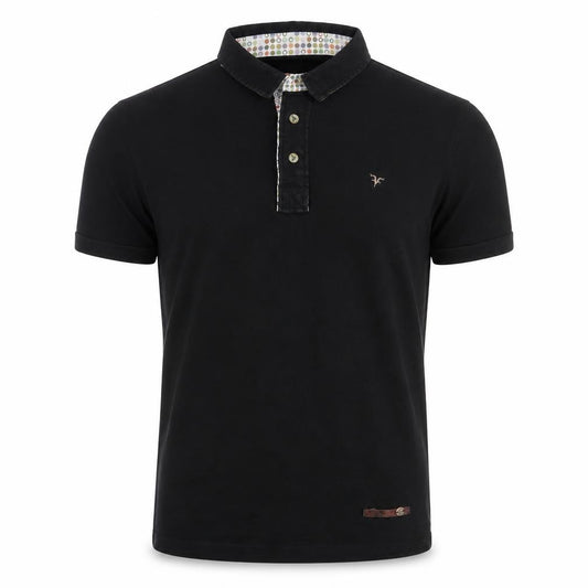 Front view of Fabregas men’s black polo, size M