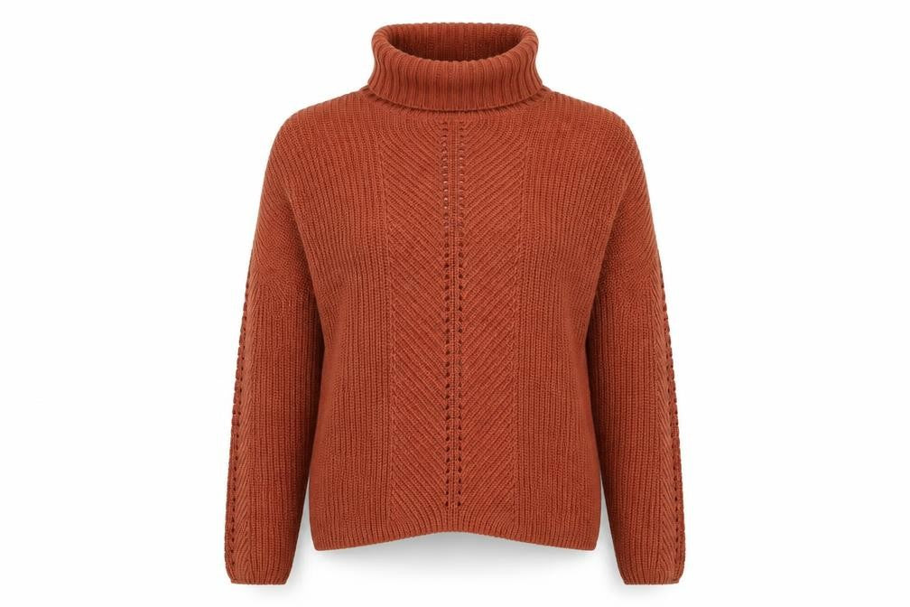 Front view of Miss Selfridge women’s brown jumper, size UK 6