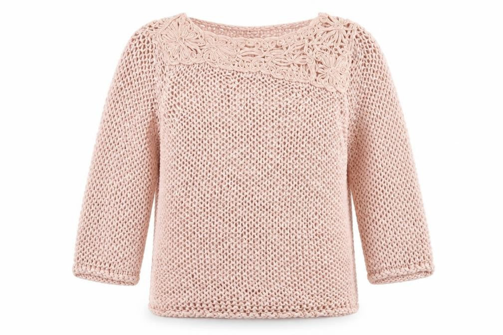 Front view of STAMBECCO women’s pink jumper, size L