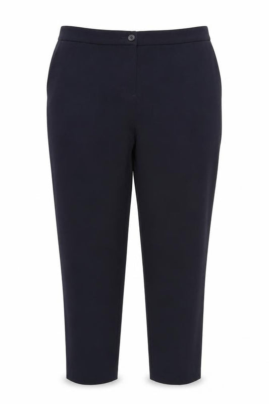 Front view of Isle women’s blue trousers, size UK 16, 24-inch leg
