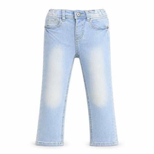 Front view of DENIM CO girls’ blue straight jeans, size 4-5, years