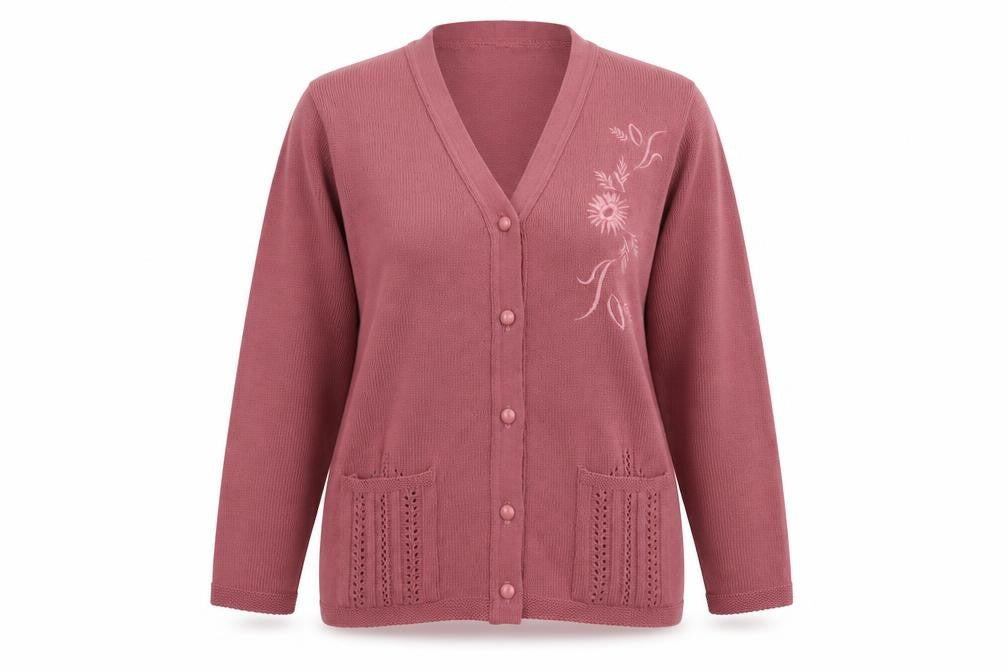 Florida Womens Pink Floral  Cardigan Jumper Size L