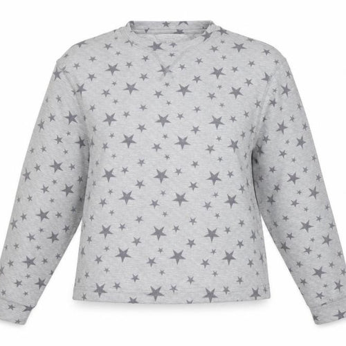 Dorothy Perkins Womens Grey  Fleece Top Pyjama Top Size M  - Star pattern