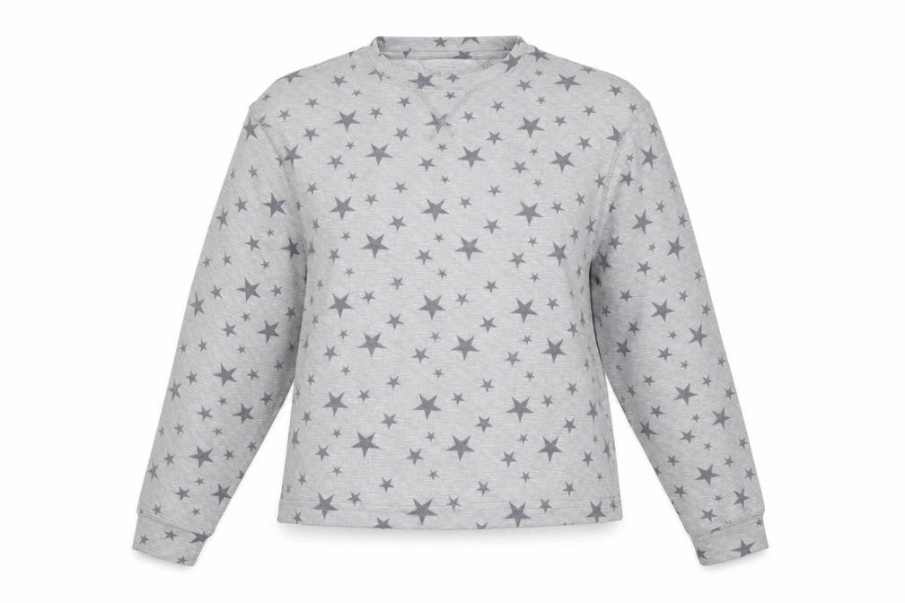 Dorothy Perkins Womens Grey  Fleece Top Pyjama Top Size M  - Star pattern