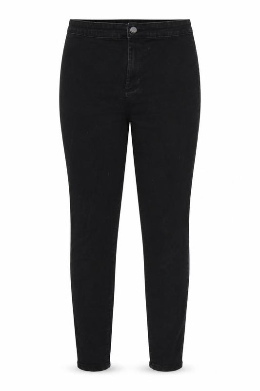 Front view of Denim CO. women’s black denim jegging jeans, size UK 14, 27-inch leg