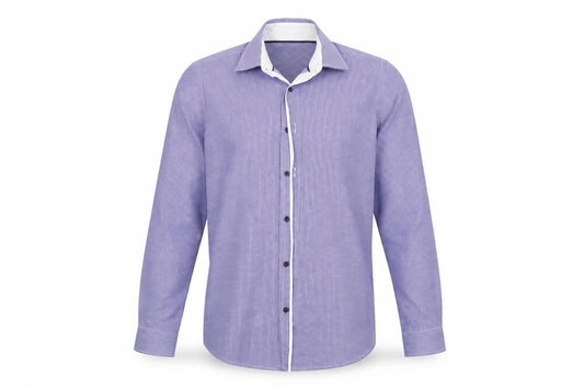 Front view of River Island men’s blue check dress shirt, size M