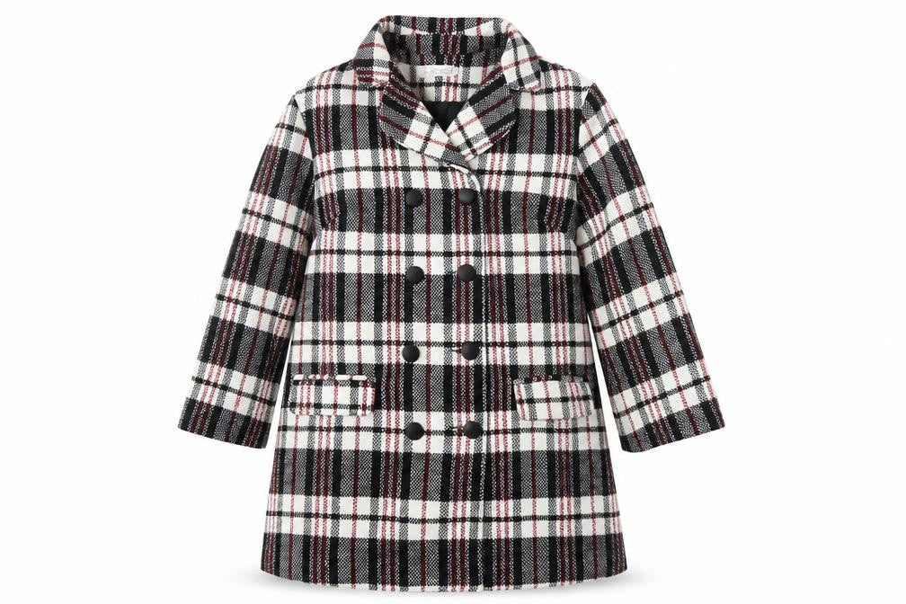 chun mei na Womens White Plaid  Parka Coat Size L