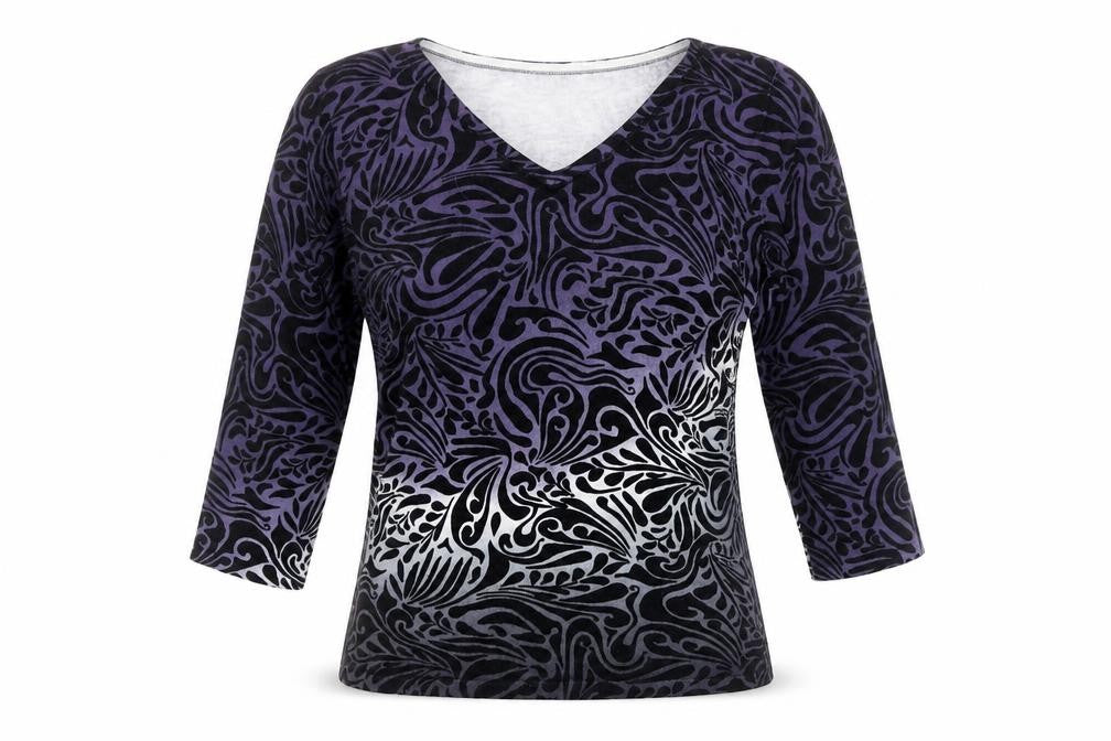 Front view of Sky Designs women’s purple geometric basic t-shirt one size - 1