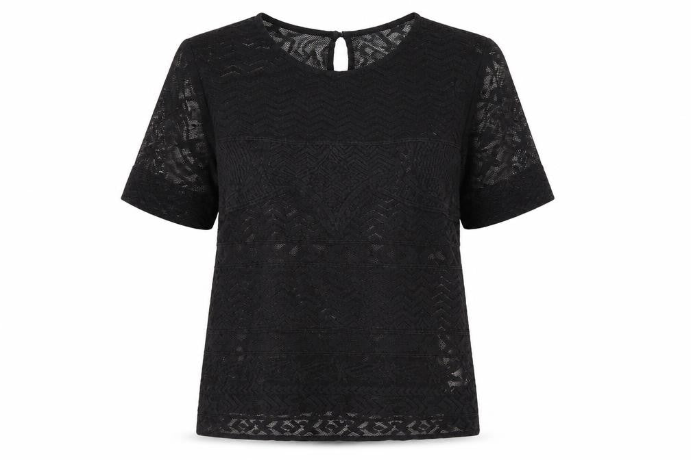 Front view of Falmer Heritage women’s black basic t-shirt, size UK 12