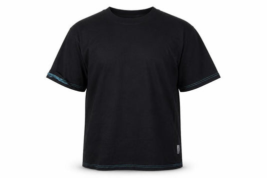 Front view of Rigour men’s black t-shirt, size L