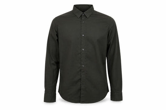 Front view of Zara man men’s green button-up, size M
