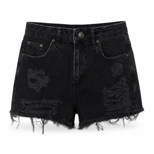 denim co Womens Grey  Denim Mom Shorts Size 6 - distressed