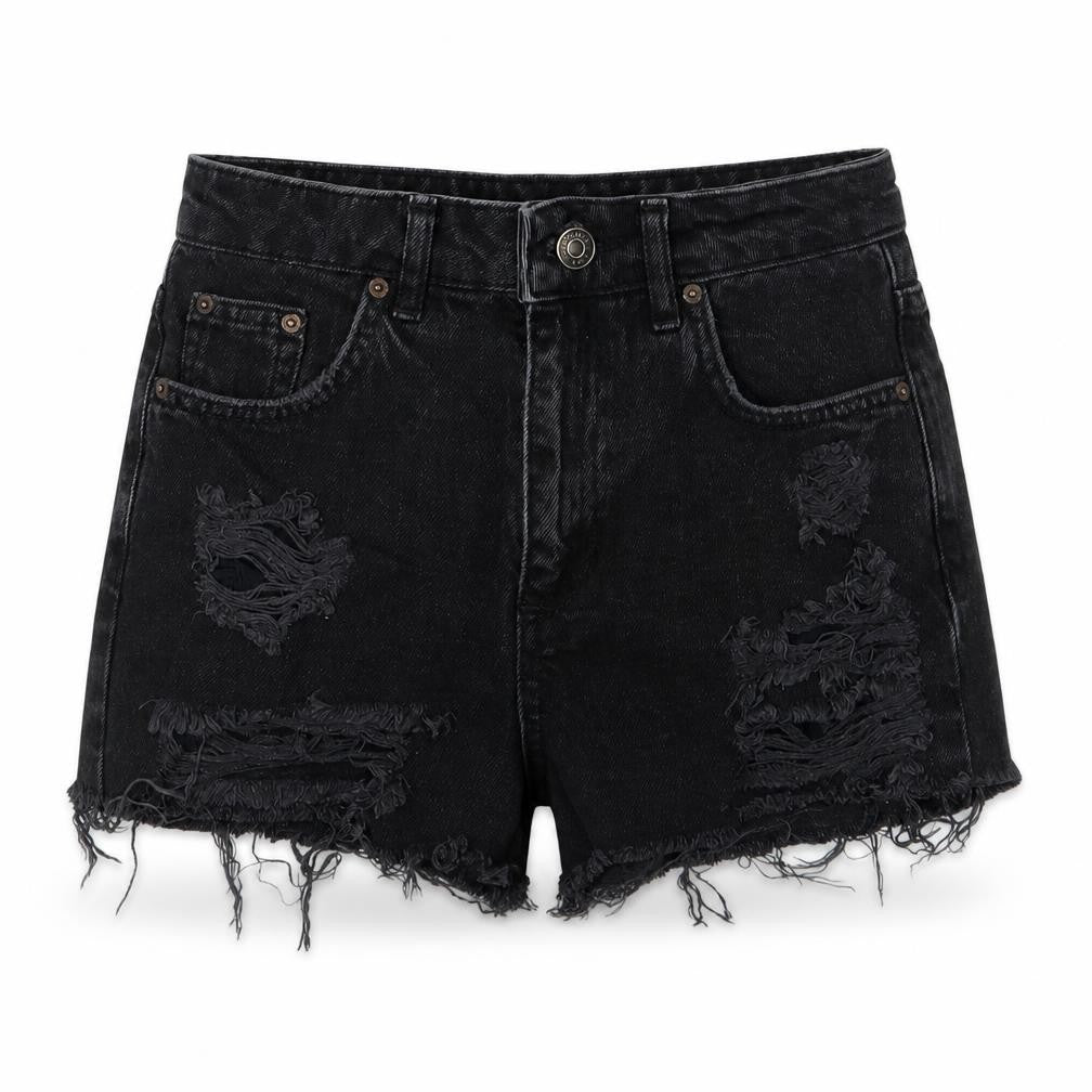 denim co Womens Grey  Denim Mom Shorts Size 6 - distressed