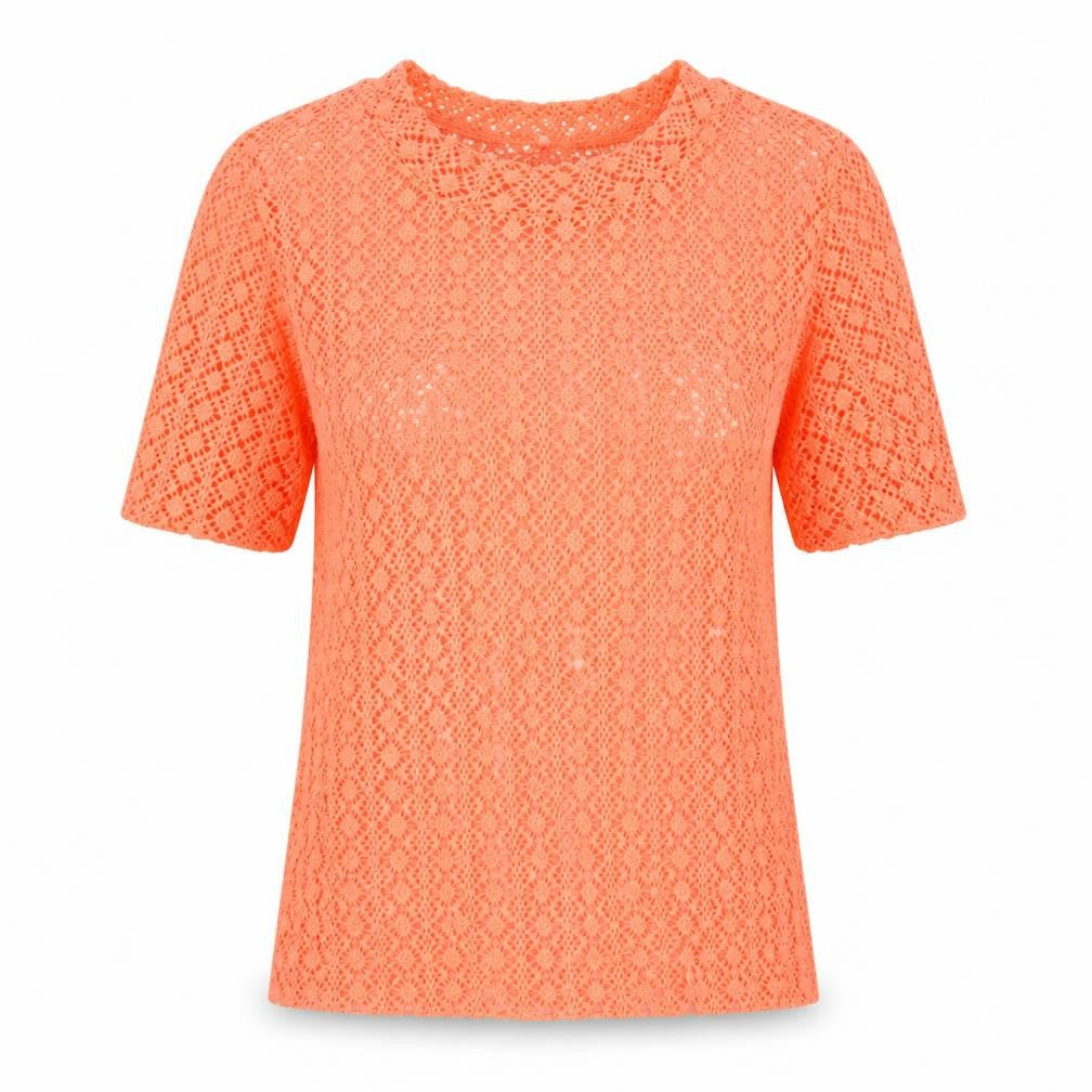 Front view of Bershka women’s orange jumper, size S, - neon