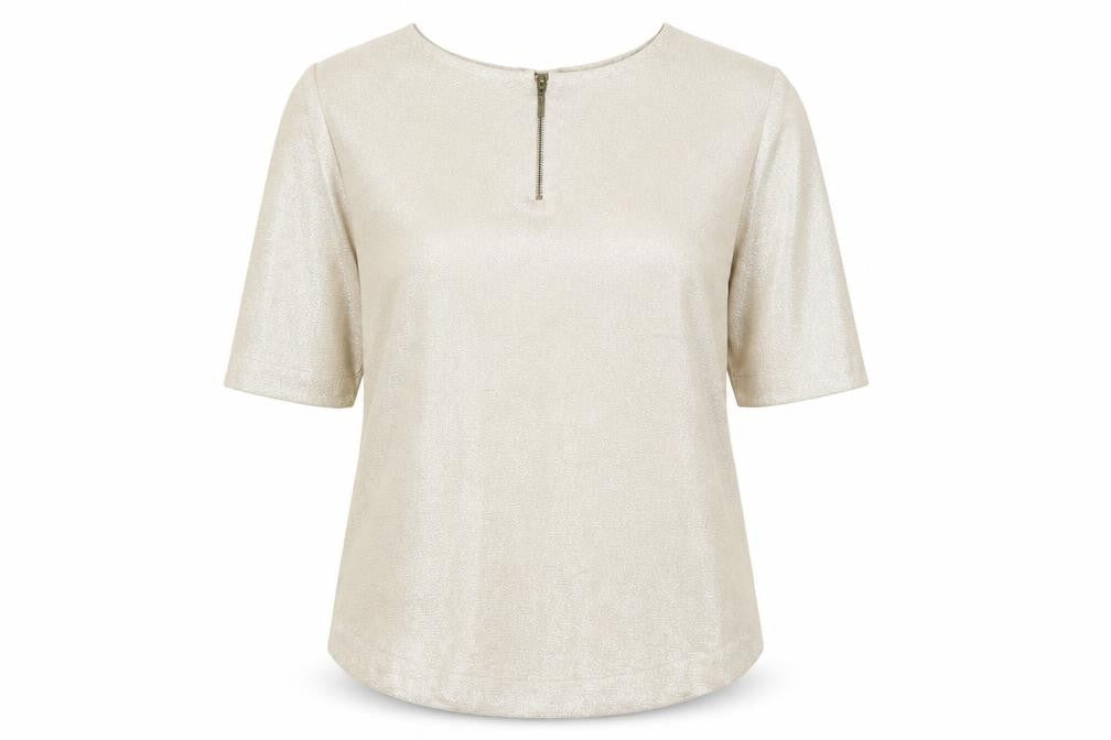 Atmosphere Womens Gold   Basic Blouse Size 10  - 1/2 zip