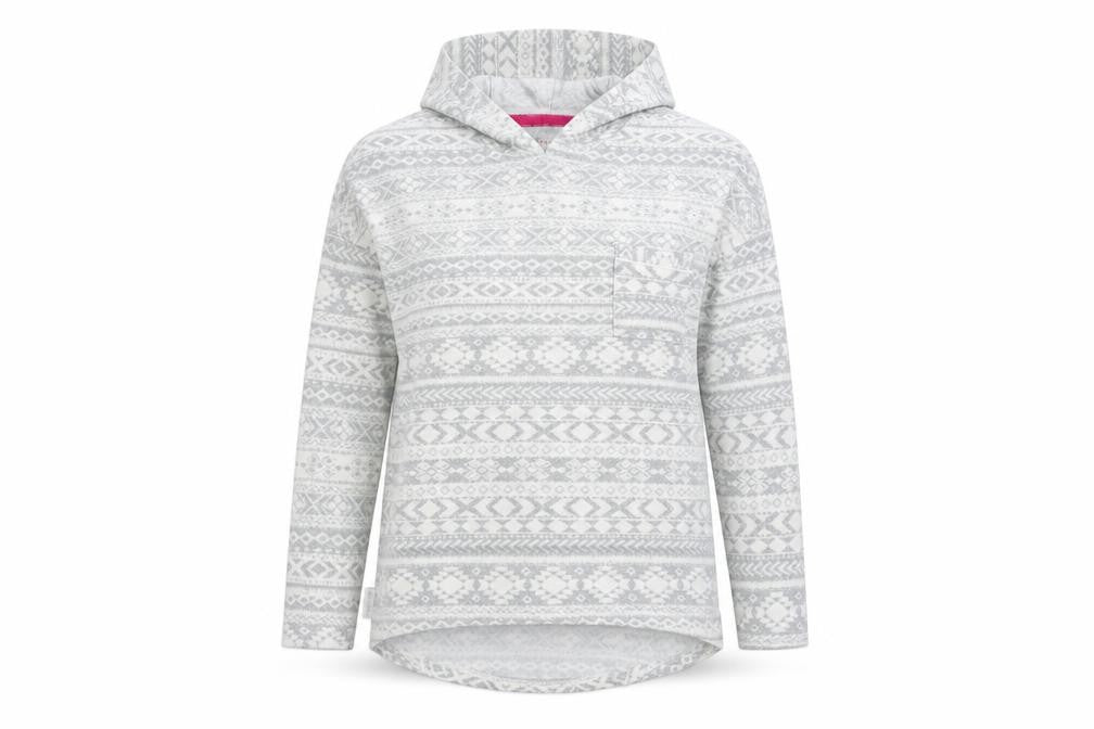 Front view of women’s white pullover hoodie, size UK 8