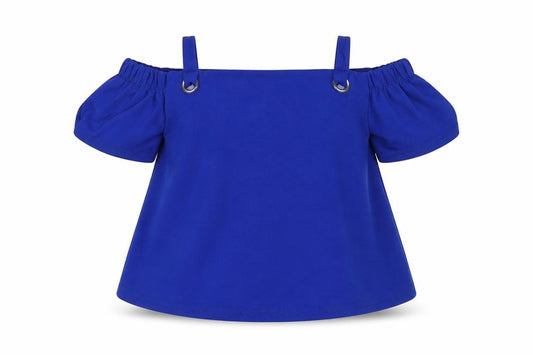 Front view of New Look girls’ blue basic t-shirt, size 9, years